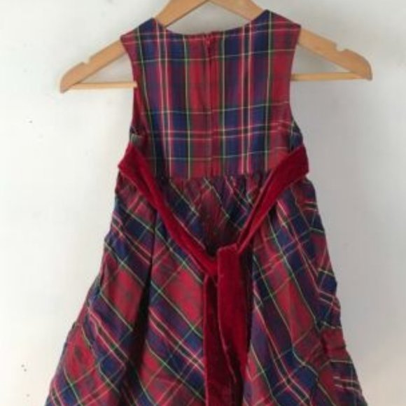 GYMBOREE Girls Size 5 Red Blue Yellow Green Plaid Fancy Party Dress - Picture 3 of 4